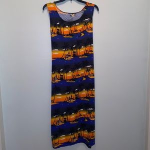 Orange and Blue Jamaica Slit Dress